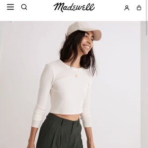 NWT Madewell “supercrop crewneck long sleeve tee” in antique cream ((sold out))